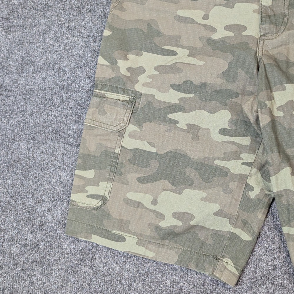 Eddie Bauer Men's 32 Ripstop Green Camo Camouflage Cotton Hiking Cargk Shorts - Picture 4 of 16